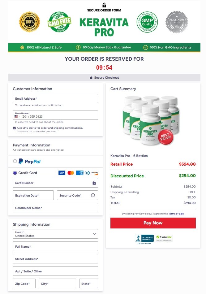 Keravita Pro official payment page
